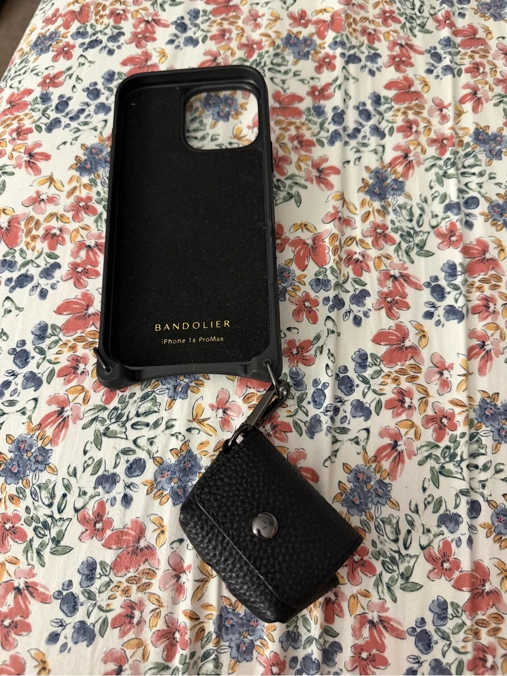 Bandolier Black Textured Leather Wallet Phone Case with Strap Clip